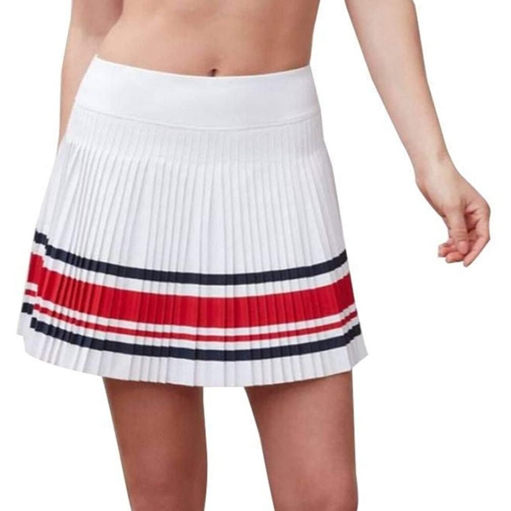 Fila White Red Navy MEDIUM Heritage Pleated Athletic Skirt Skort EUC!